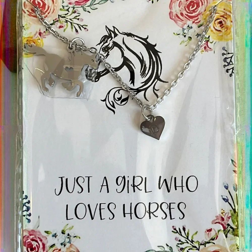Letter (D) Horse Necklace